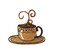 Coffee, Espresso, Latte - Brown Cup, Saucer, Embroidered, Iron on Patch